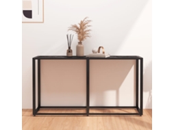 Vidaxl Mesa Consola Mármore Preto 140x35x75,5 Cm Vidro Temperado