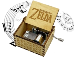 Caixa de Música a Lenda Zelda em Madeira com Manivela Design Antigo AQUAFORGE