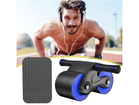 Roda Abdominal Antiderrapante Rebote Automático Fitness Ab Rolo Equipamento de Treinamento Preto Azul EALLC