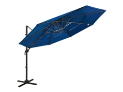 Vidaxl Guarda-sol Jardim 4 Camadas C/ Poste Alumínio 3x3 M Azul-ciano