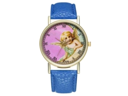 Relógio de pulso feminino clássico e elegante com mecanismo de quartzo, na cor azul royal.