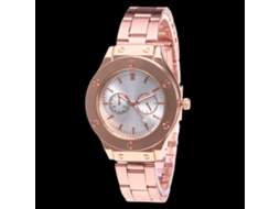 Reloj De Pulsera De Aleación Con Dial Redondo Analógico Cuarzo Para Mujer Y Hombre Oro Rosa