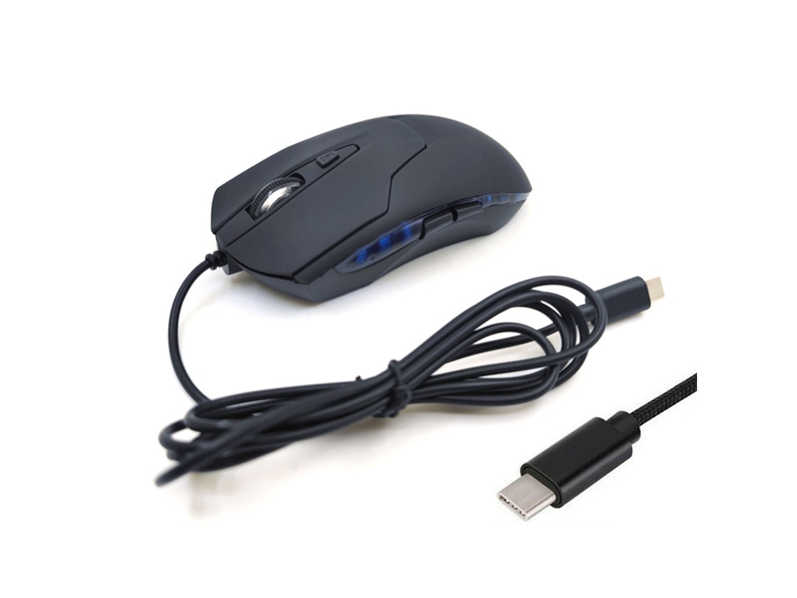 Rato Yizhood Tipo C Com Fio Usb C Gaming Rgb Light 2400 Dpi 6 Button Para Windows Pc Laptop Gamer Preto