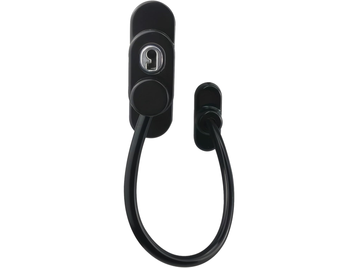 4 Travas De Segurança Para Janelas, Pretas, 180mm, Barra Em T, Com Chave