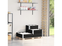 Vidaxl Canteiro Elevado De 3 Níveis 120x80 Cm Pinho Maciço Preto