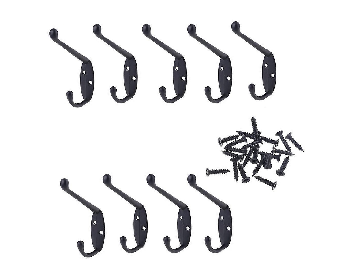 Conjunto De 9 Ganchos Para Roupa, Estilo Antigo, Com Gancho Duplo Invertido, Estilo Europeu, Para Chapéus, Casacos E Toalhas, Com Parafuso
