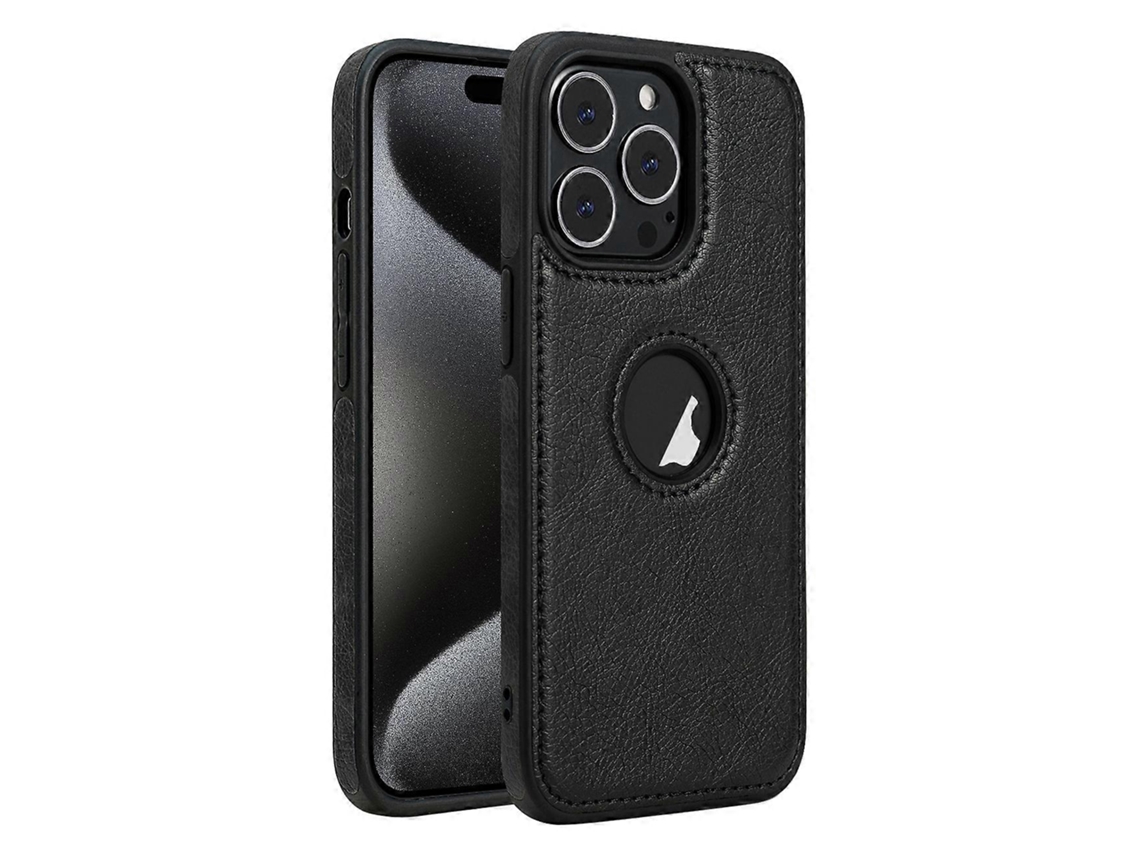 Capa Para Iphone 15 Com Textura De Couro E Costura Aparente
