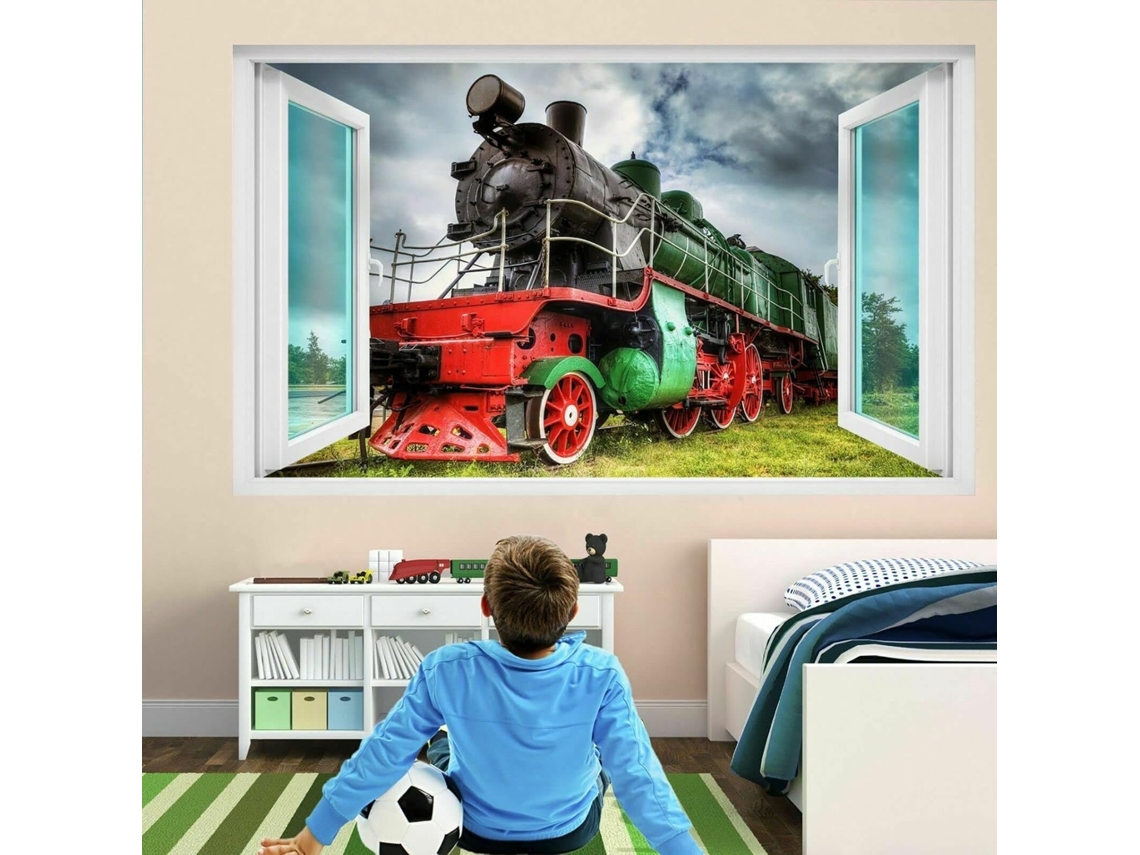 Adesivo De Parede Vintage Retro Com Locomotiva A Vapor Para Quarto Infantil