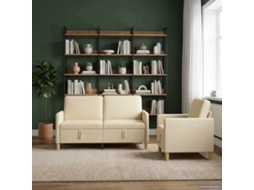 Vidaxl Conjunto De Sofá Com Armazenamento 2 Unid. Creme Poliéster