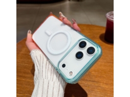 Capa Para Iphone 17 Air Nas Cores Azul, Verde E Rosa, Com Moldura Transparente E Magnética Em Acrílico.