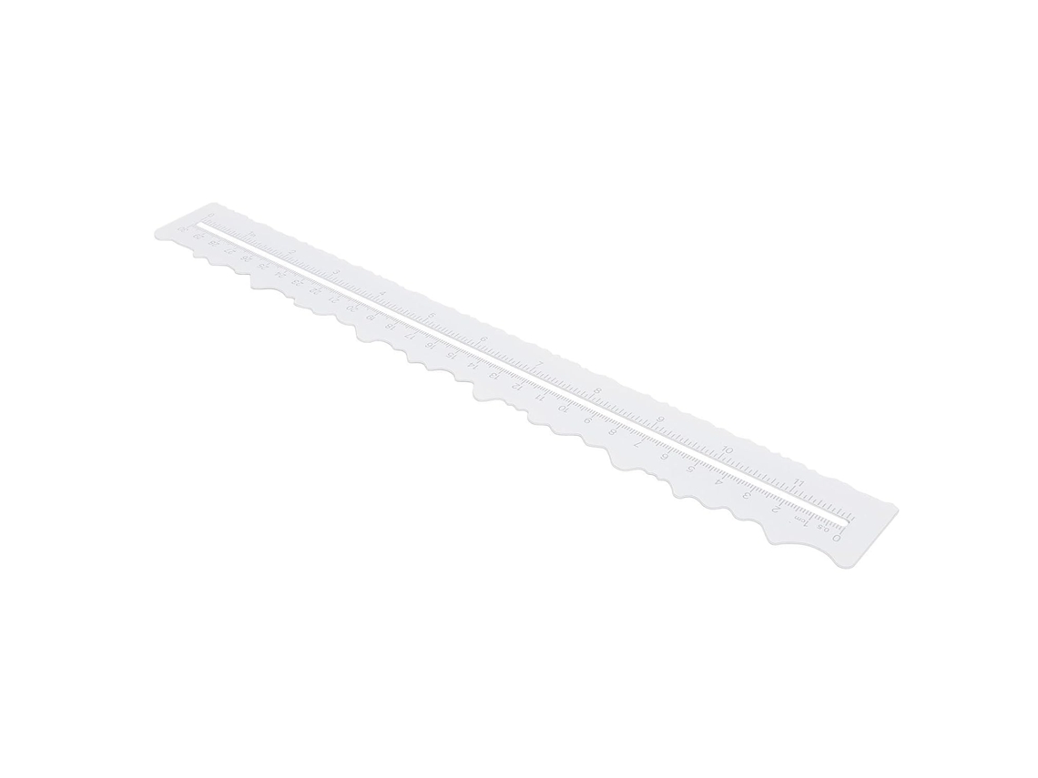 Régua genérica para rasgar papel, ideal para atividades manuais. Régua versátil para mesas de bordado Dupla Face, com marcações de medida.