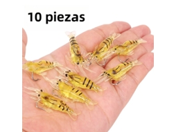 Camarão Biomimético Luminescente, 4 Cm, 10 Unidades por Pacote, Isca para Pesca Marítima com Anzol Único. MDUG