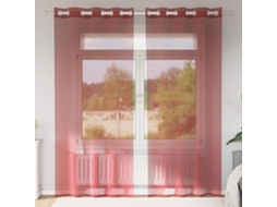 Vidaxl Cortinas De Voile Com Ilhós 2 Pcs Vermelho Tinto