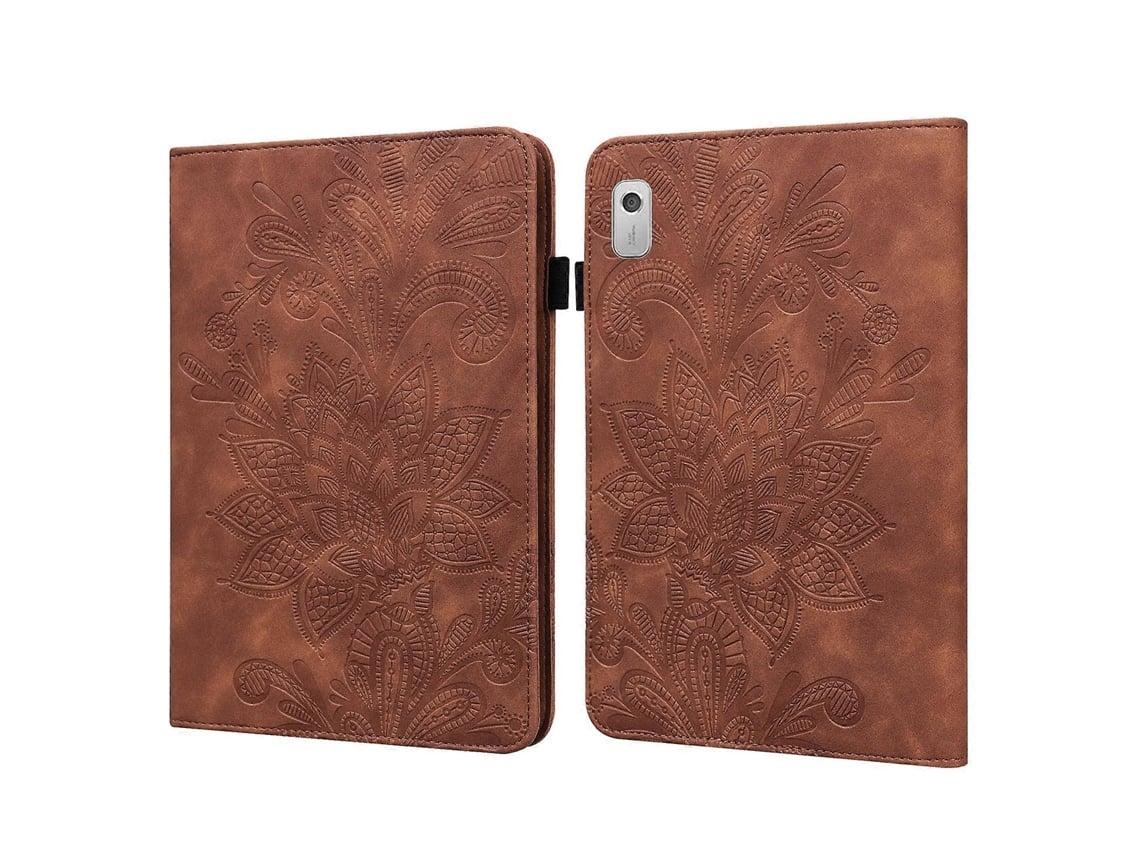 Capa De Couro Para Tablet Lenovo Tab M8 De 4ª Geração Com Estampa Floral Em Relevo.