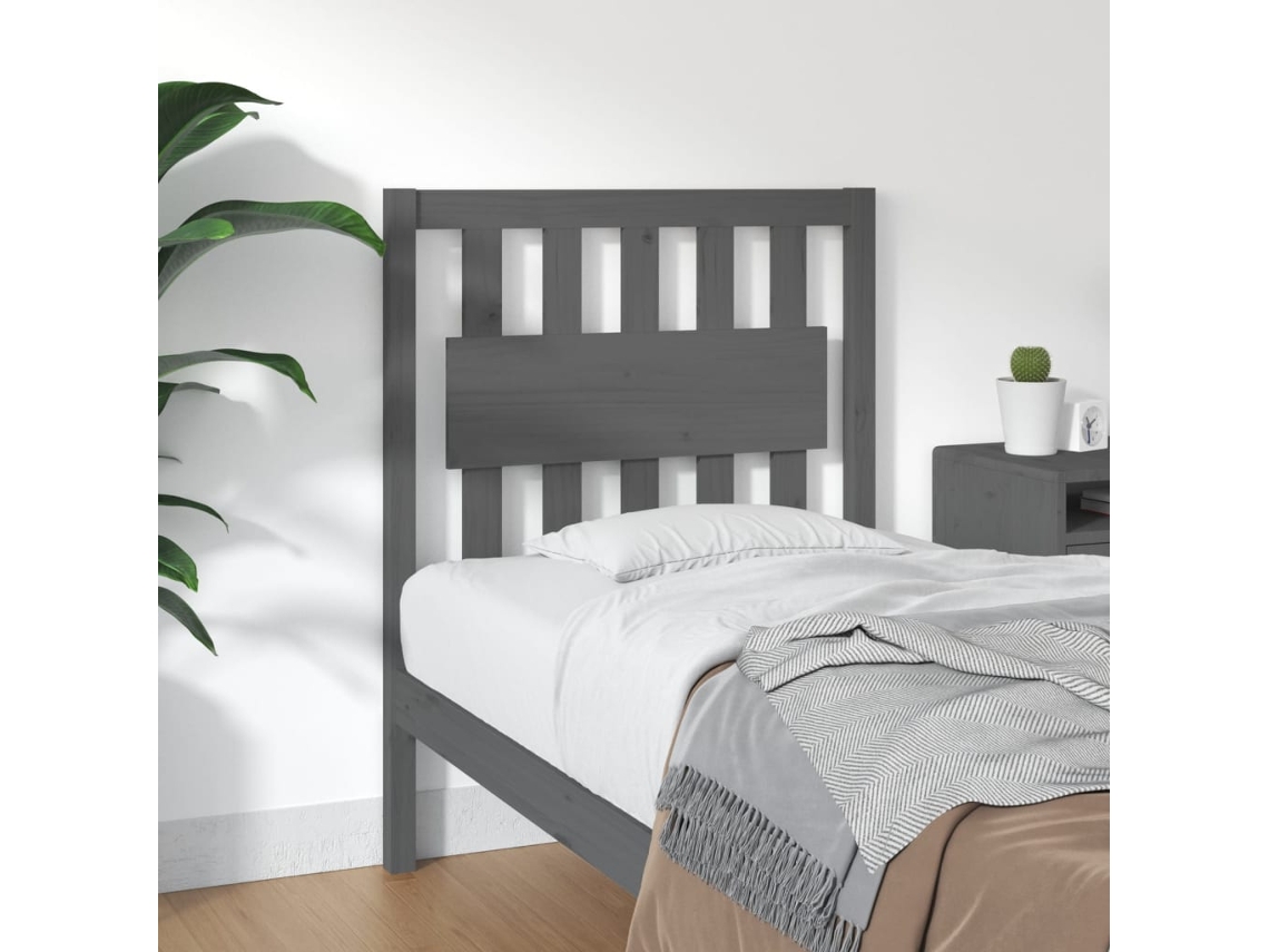 Cabecero 80,5x4x100cm Madera Maciza de Pino Gris