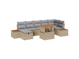 Conjunto 8 Conjunto De Jardim Vidaxl Bege Vime Pe (55 X 55 X 37 Cm)