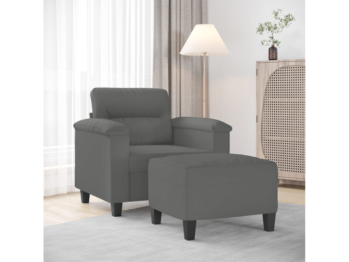 Vidaxl Poltrona Com Apoio De Pés 60 Cm Tecido Microfibra Cinza-escuro