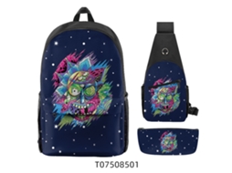 Conjunto Mochila Escolar 3 Peças, Desenho Animado, Aulas