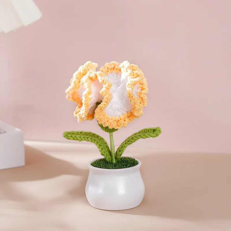 (amarelo, 1 Peça) Vaso De Planta Artificial De Crochê Para Decoração De Casa, Presente