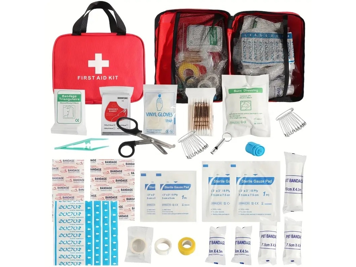 Kit Primeiros Socorros Eva Resistente, Portátil para Casa Carro Campismo e Emergências Vermelho HEXINYIGJLY