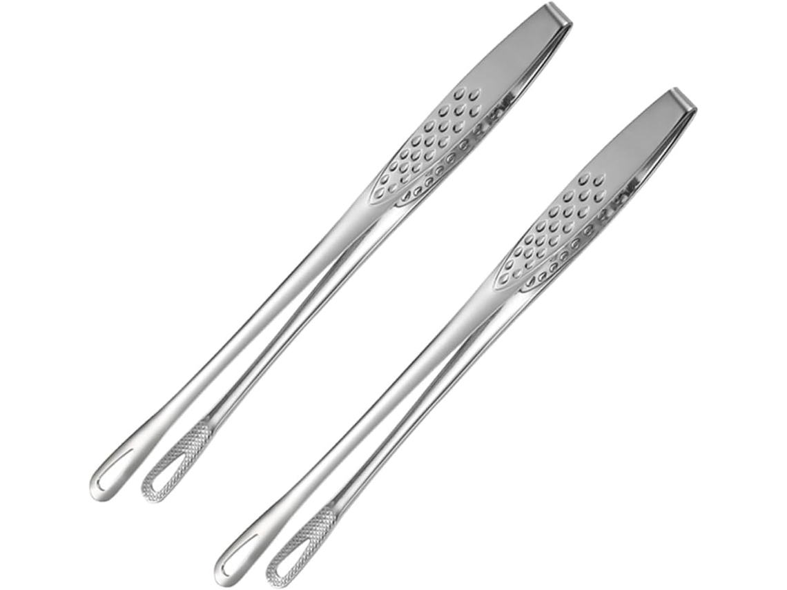 Pinças Para Alimentos Estilo Japonês Resistentes Ao Calor, Conjunto De 2, Aço Inoxidável, Cabos Longos, Para Cozinha