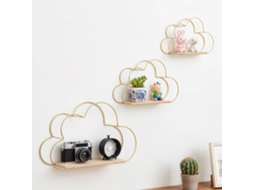 Porta Objetos Parede De Ferro Decoração Sala/quarto, 3 Peças Nuvem Sfushos (dourado, Sem Objetos Decorativos)