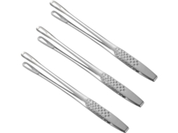 Conjunto De 3 Pinças Multifuncionais Para Alimentos Alipis Em Aço Inoxidável, 24, 4cm, Cabo Ergonômico, Design Vazado