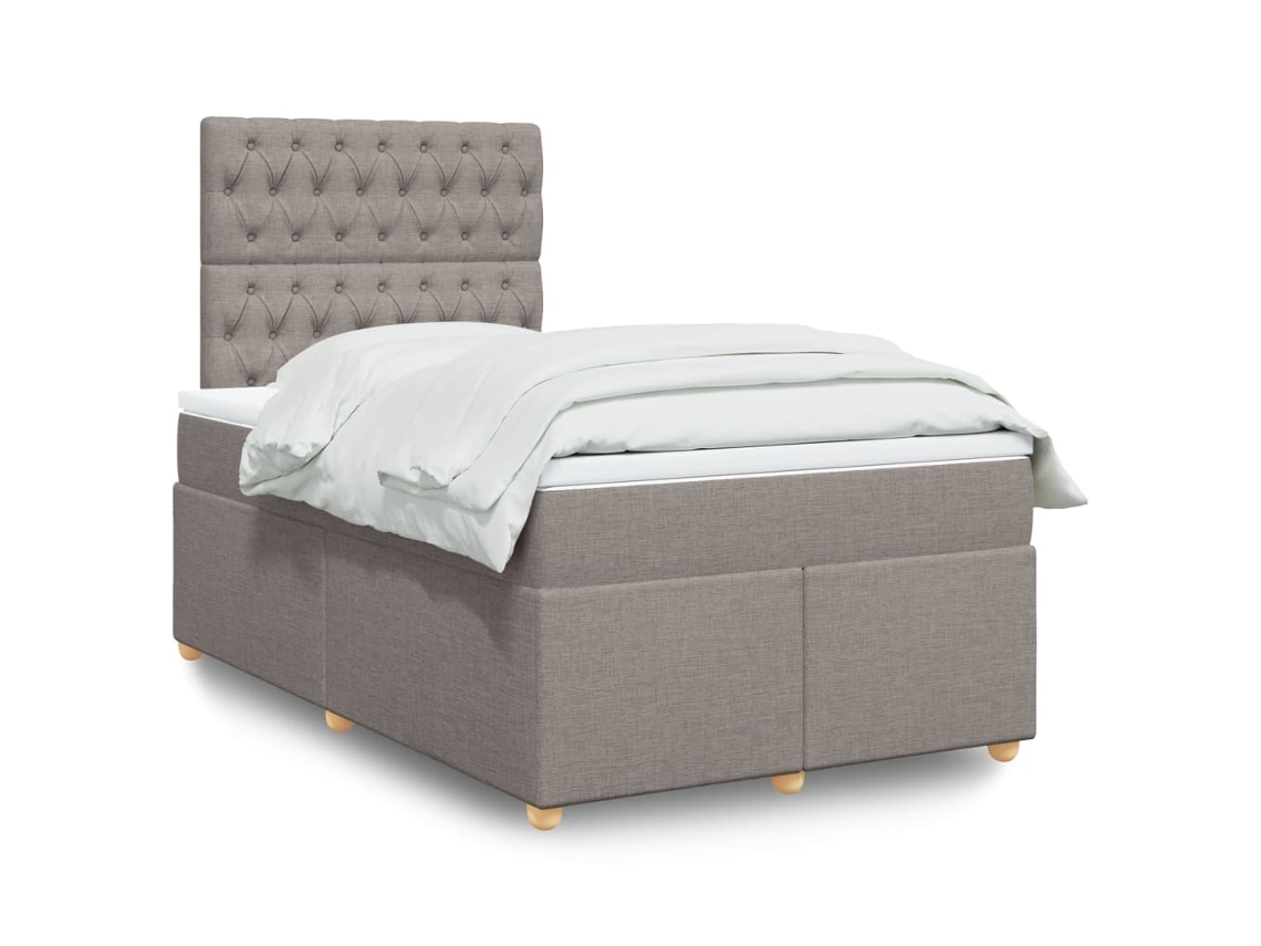 Vidaxl Cama Boxspring C/ Colchão 120x190cm Tecido Castanho acinzentado
