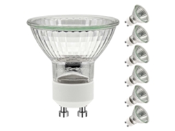 Lâmpadas Halógenas Rebe GU10, Pacote com 6, 230V, 35W, Luz Branca Quente 2700K, Classe Energética G, Reguláveis, 420 Lúmens, 2500 Horas
