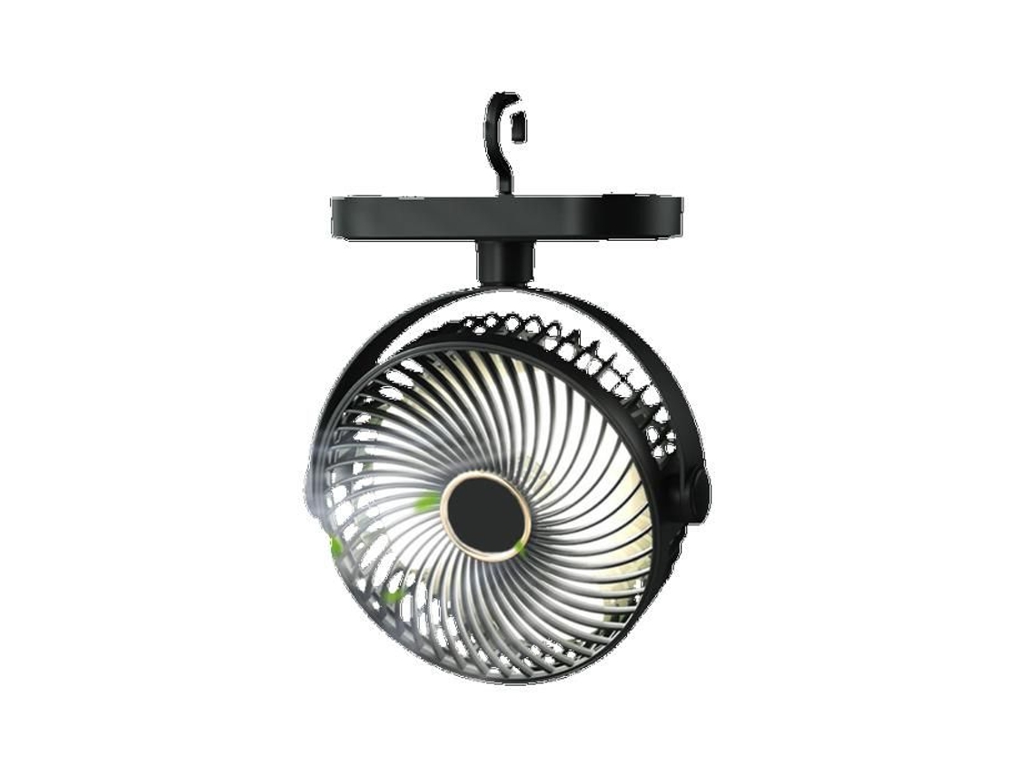 Ventilador Com Lanterna Led Gancho Bateria Para Barraca
