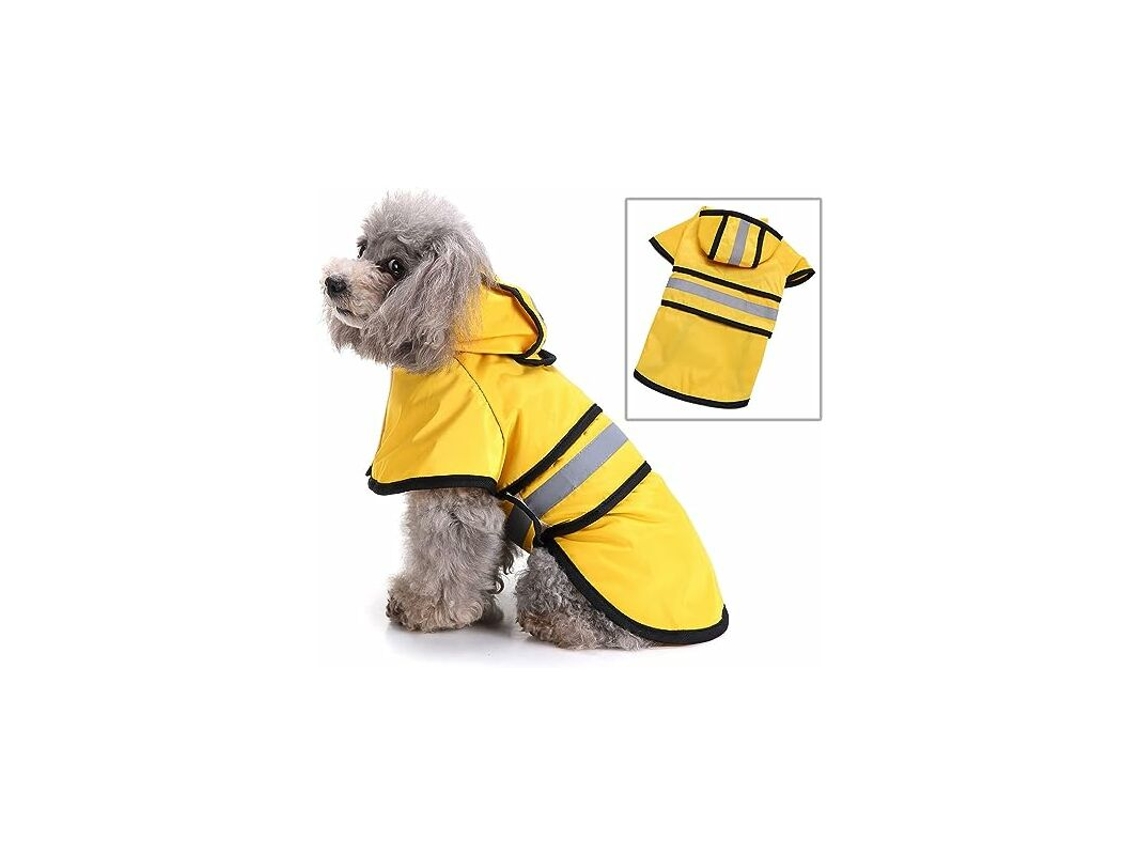 Capa De Chuva Canina, Com Capuz, Refletora, Impermeável, Em Pu