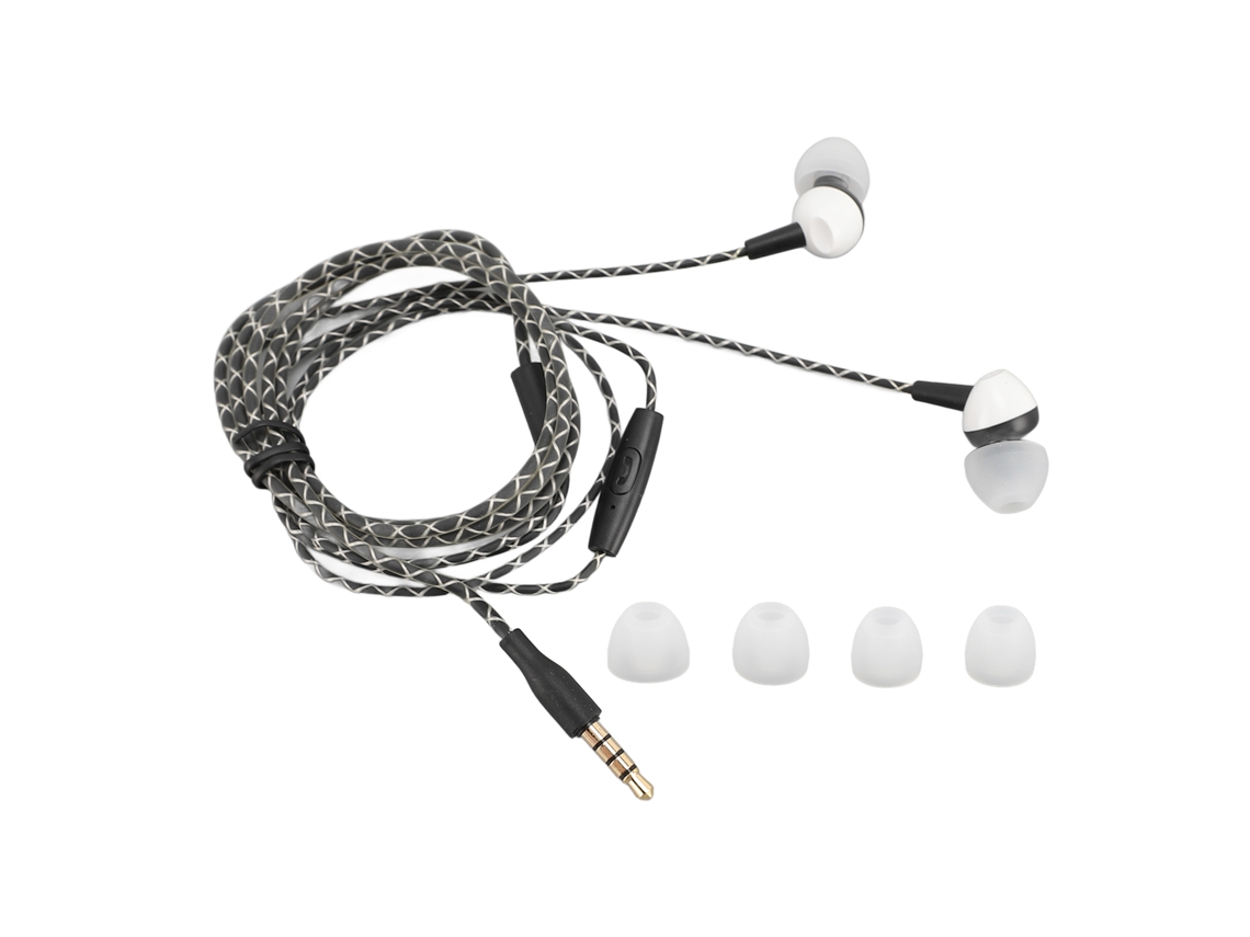 Fones Intrauditivos com Cabo, Microfone, Conector 3,5mm, Cancelamento de Ruído, Estéreo, Branco | S/MARCA