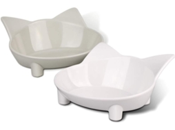 Tigela Multifuncional Dupla para Ração e Água para Gatos, Antiderrapante, nas Cores Branca e Cinza AQUAFORGE