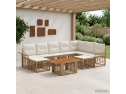 Vidaxl Conjunto De Sofá De Jardim 10 Unid. Natural E Branco Creme