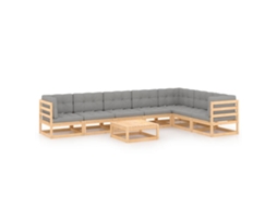Maison Exclusive - 8 Pcs Conjunto Lounge De Jardim C/ Almofadões Pinho Maciço