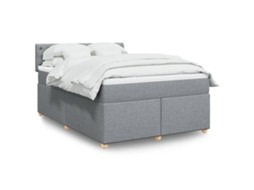 Vidaxl Cama Com Molas/colchão 160x200 Cm Tecido Cinzento-claro