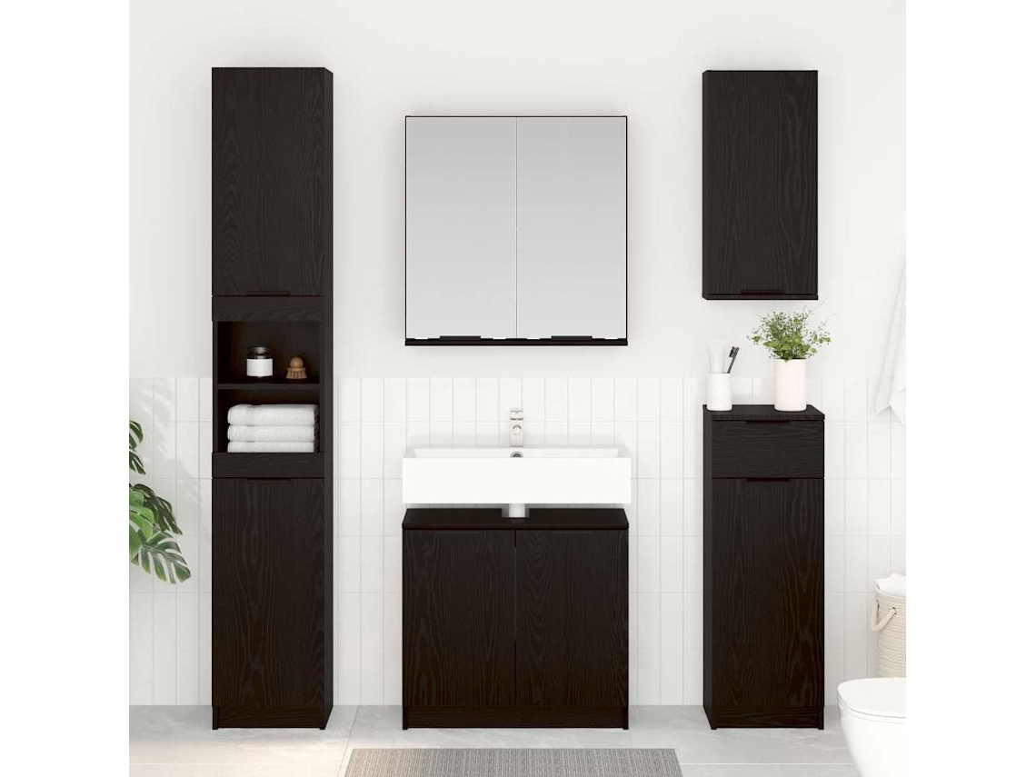 Vidaxl Conjunto De Armários Para Banheiro 3 Pcs Carvalho Preto