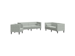 Chesterfield Sofa Set, Chesterfield Sofa Sets Vidaxl Cinzeto Veludo (n/a)
