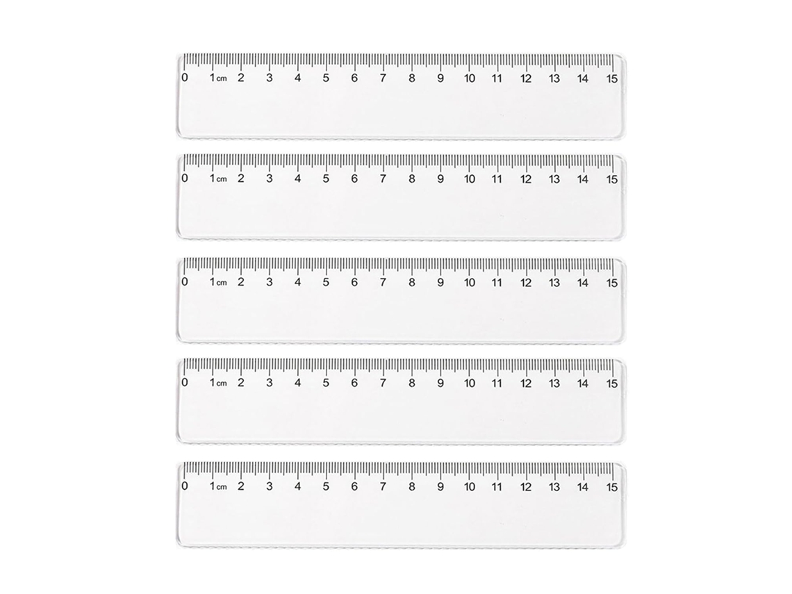 Conjunto De 5 Réguas Transparentes 15cm E 20cm, Régua Reta Multifuncional Para Medição E Desenho