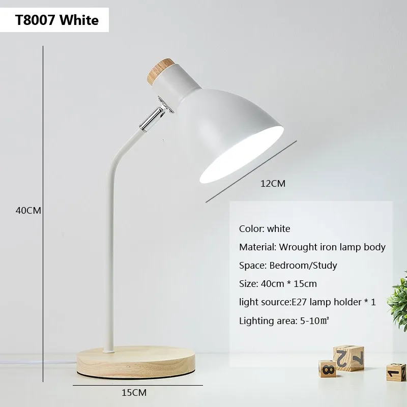 Luminária de Mesa Criativa em Madeira , Luminária de Mesa Flexível, Base para Lâmpada Led E27, Decoração para Casa. MDUG (luz Branca, Luz Branca Fria)