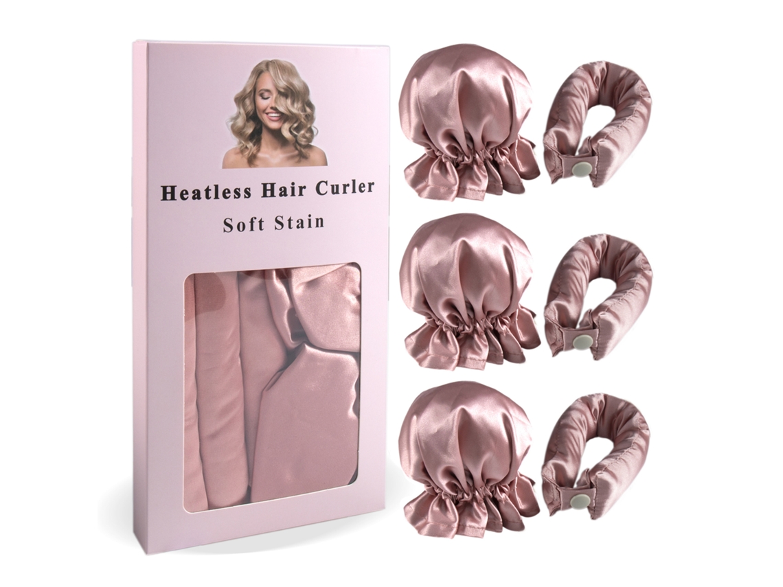 Conjunto de Faixa de Cabelo para Cachos Sem Calor Rosa