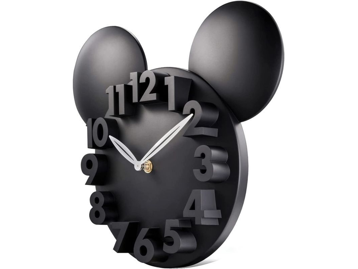Nova Line relógio de Parede Mickey Mouse 3d Moderno Bonito Preto para Fãs Disney Crianças 12 Polegadas