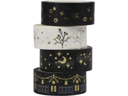 2026 fitinha Decorativa de Natal, Conjunto de 4 Rolos Dourados, 5m Cada Um, 1,5cm de Largura, Papel Washi para Diy