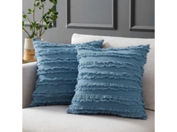 2026-funda De Almofada Azul Para Sofá Cama, 16x16 Polegadas, Algodão Linho Decorativo, Conjunto De 2