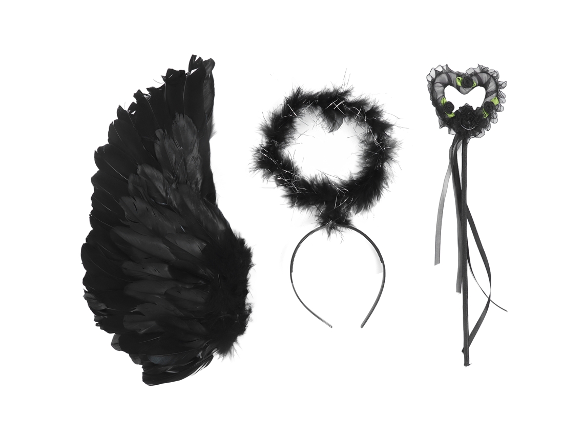 Primerox conjunto de Asas de Anjo Diabo Adulto Leve de Penas Artificiais para Halloween Cosplay 3 Pack