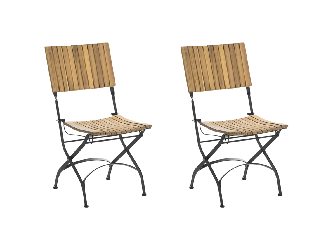 Juego De Sillas De Madera Sin Reposabrazos Beliani Lascari De Madera De Acacia Marrón 45x42x89