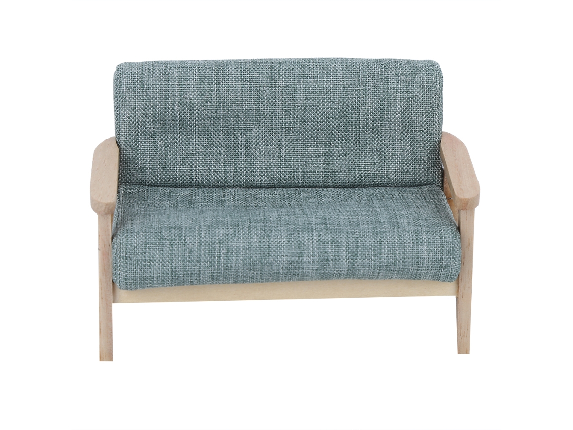 Ats mueble em Miniatsura para Casa de Boneca 1:12 Cadeira de Tela Verde de Madeira Japonesa Sofá Mini