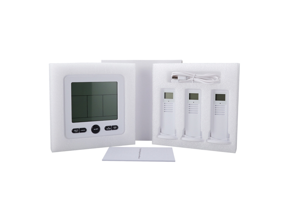 Termômetro Sem Fio Digital Para Ambientes Internos E Externos Com Retroiluminação Do Sensor Remoto E Função De Calibração Do Alarme Mo