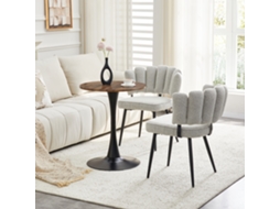 Mesa Mdf 60cm 2 Cadeiras Linho Cinza Claro Pétala Metal