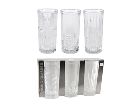 Vasos Labrados Altos 380 Ml Lote 3 Excellent